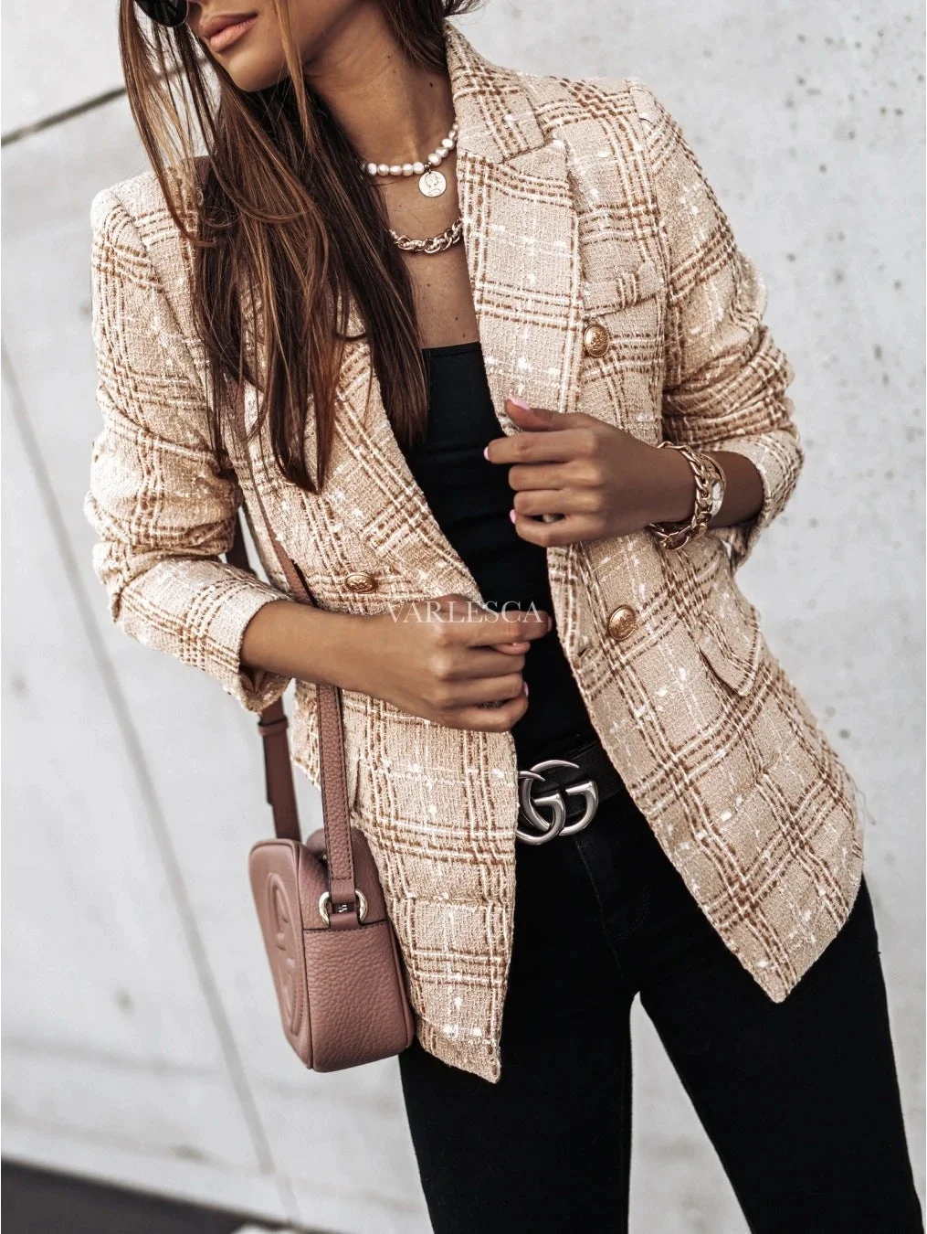 Plaid Short Blazer Jacket For Women