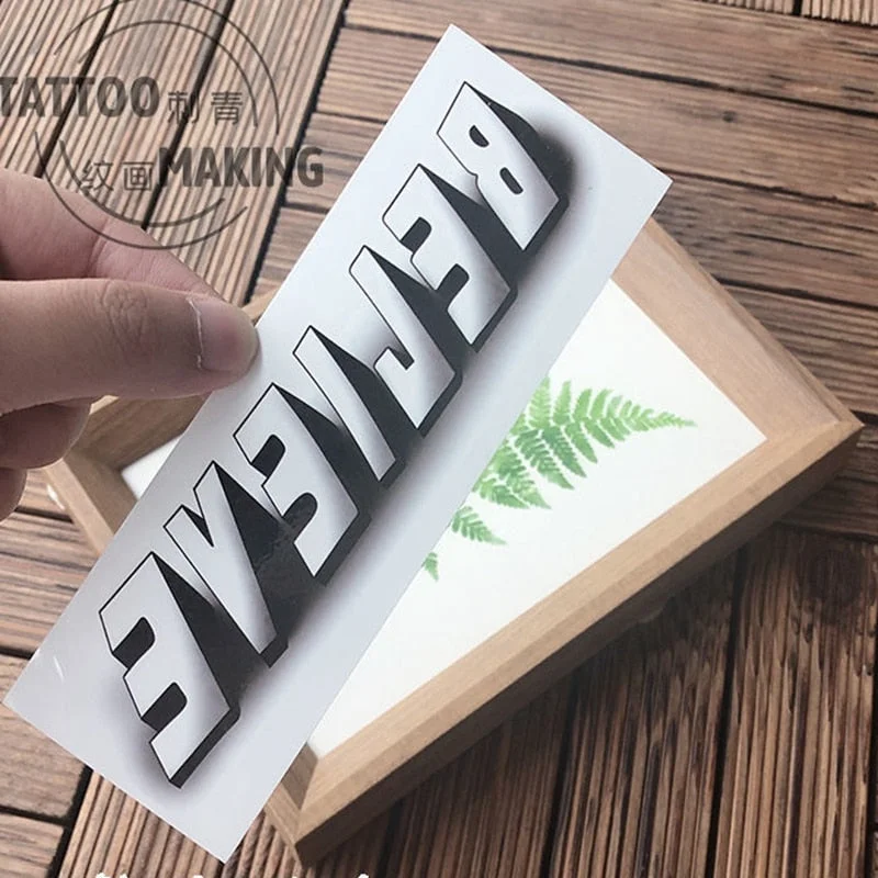 New English Letters Waterproof Temporary Tattoo Stickers Dark Men and Women Personality Fake Tattoo Lasting Arm Palm Body Tattoo