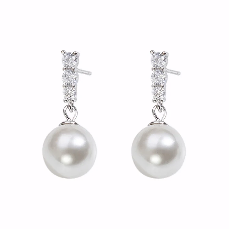 925 Sterling Silver Synthetic Pearl Dangle Drop Earrings for Women 10mm White  Pearl Earrings Black Pearl Earrings  Jewelry for Women Girls