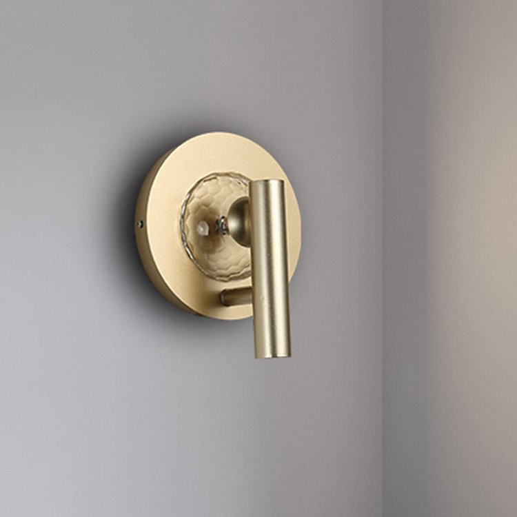 Gold Cylinder Wall Mount Light Fixture Simple Metal 1 Head LED Foyer Wall Sconce Lighting
