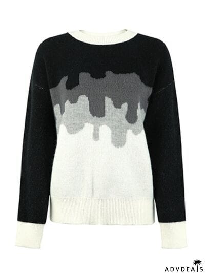 Color Block Dropped Shoulder Sweater