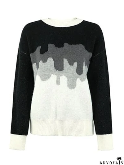 Color Block Dropped Shoulder Sweater