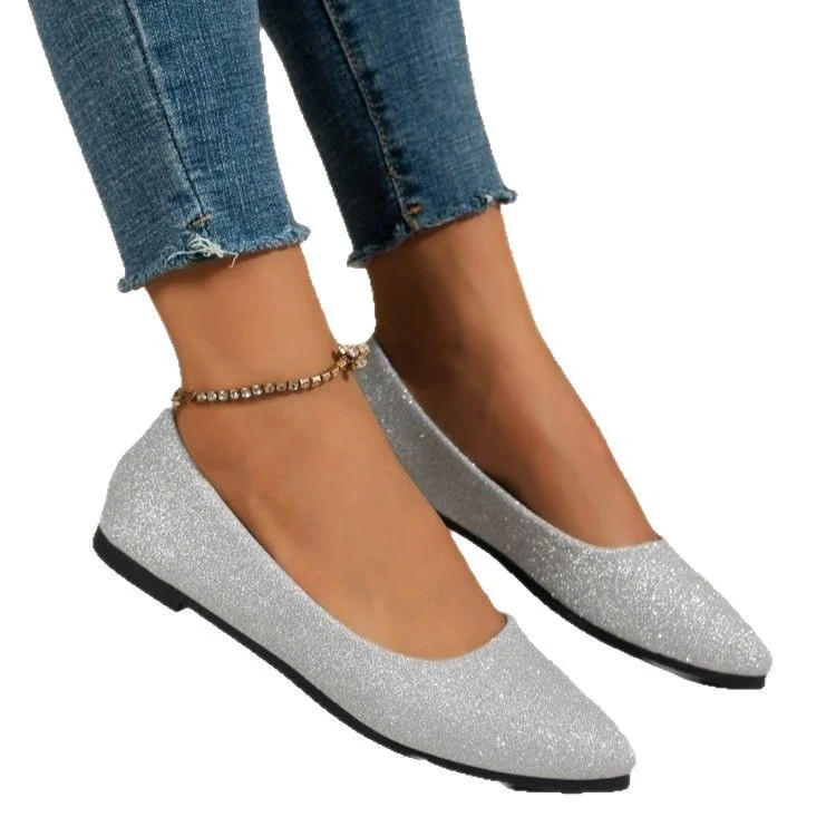 Breakj Breakj New Sleek Fashion Light-Mouthed Single Shoes Women's Bean Shoes Large Flat-Bottomed Tip Single Shoes