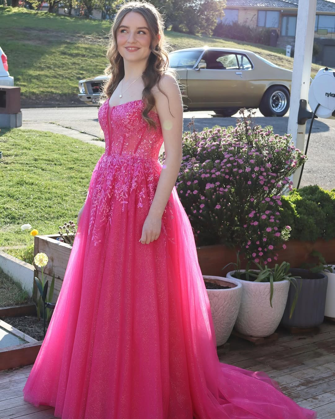 Royal Sleeveless Spaghetti Straps Deep V-Nevk A-Line Prom Dress ZC0427