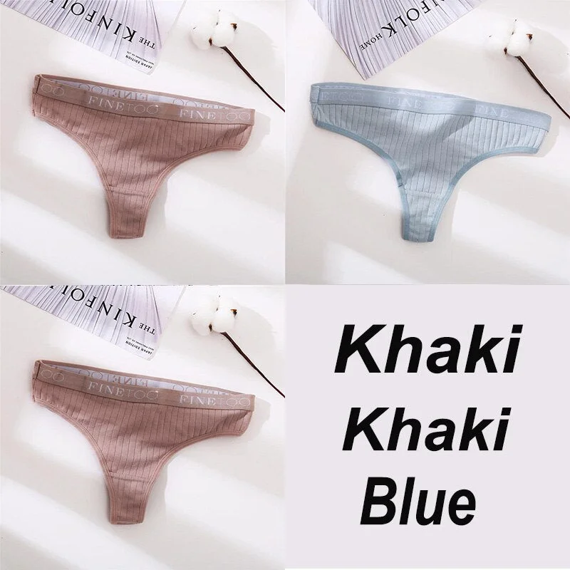 3PCS/Set Women Panties G-string Underwear Cotton Female Underpants Solid Color Briefs Lingerie Sexy Thong Panties for Woman M-XL