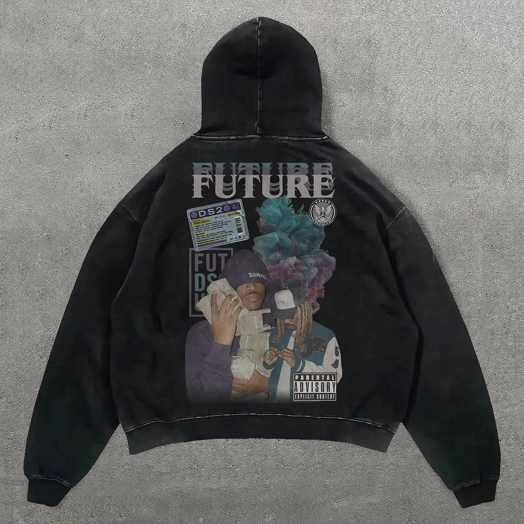 Future Print Long Sleeve Hoodies