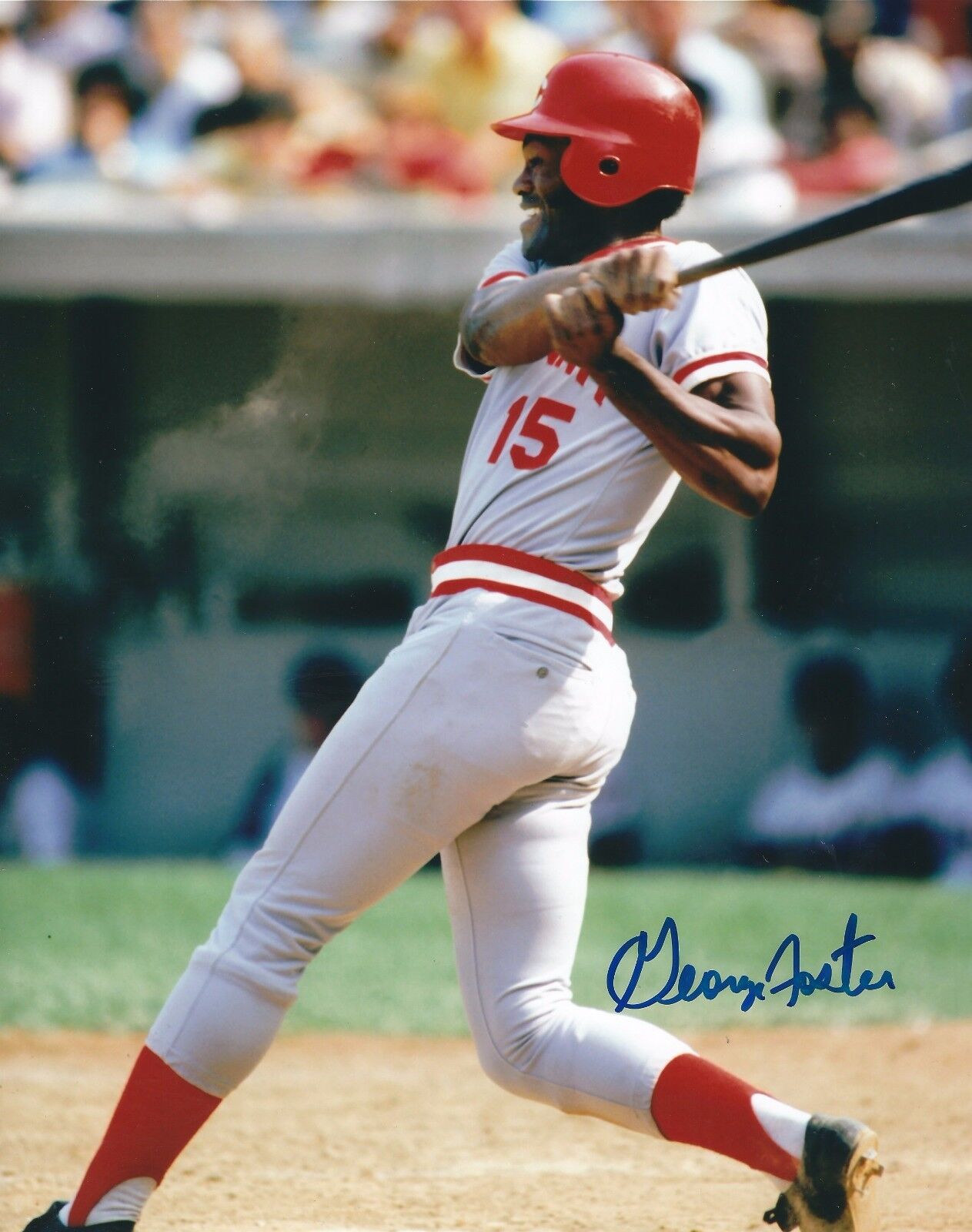 Autographed GEORGE FOSTER 8x10 Cincinnati Reds Photo Poster painting - With Show ticket