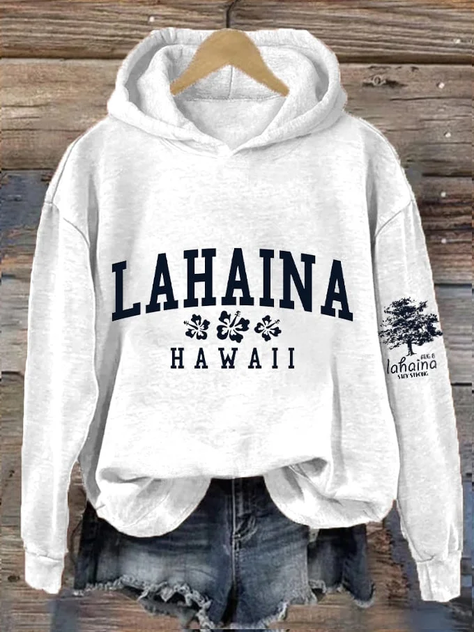 Women's Lahaina Strong Hawaii Tree of Life Aug 8 Print Hoodie socialshop