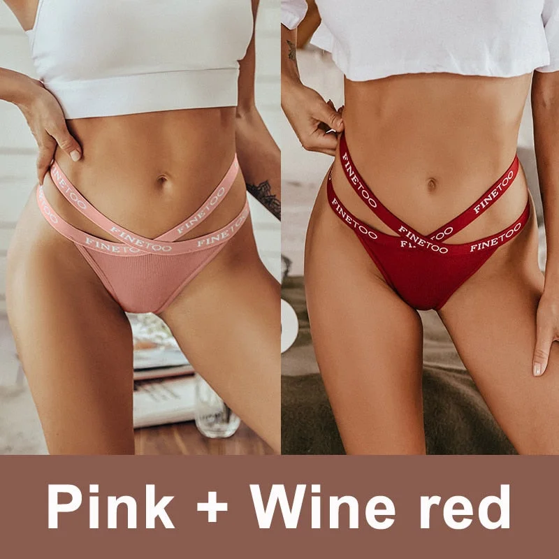 2PCS/Set Cotton Panties Women's Lingerie Sexy Underwear G-string Briefs Female Underpants Pantys Girls Tangas Thong Panties