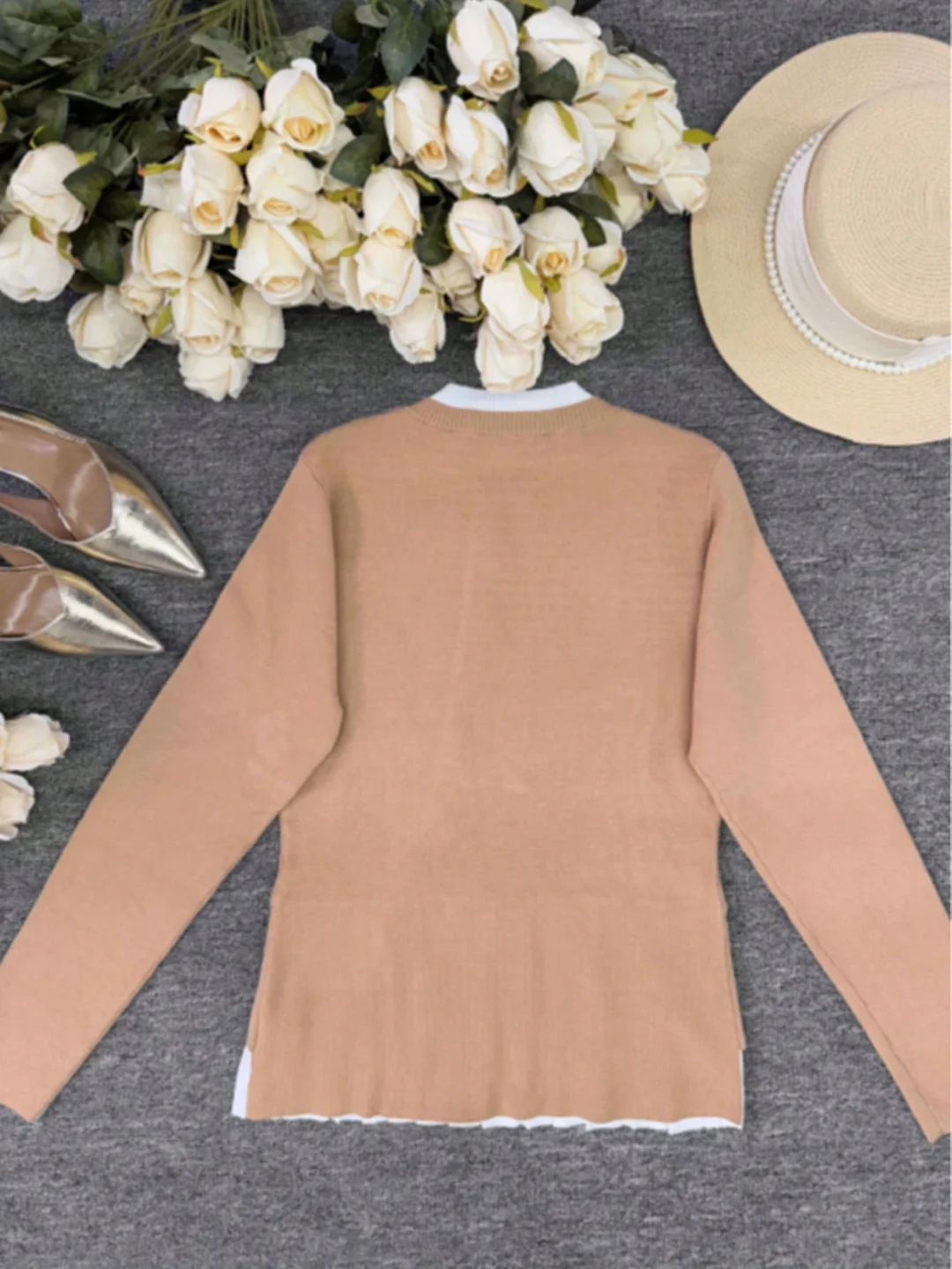 Nigikala Nigikala And Elegant Casual Knitted Jersey Fake Two Fashion Design Tops