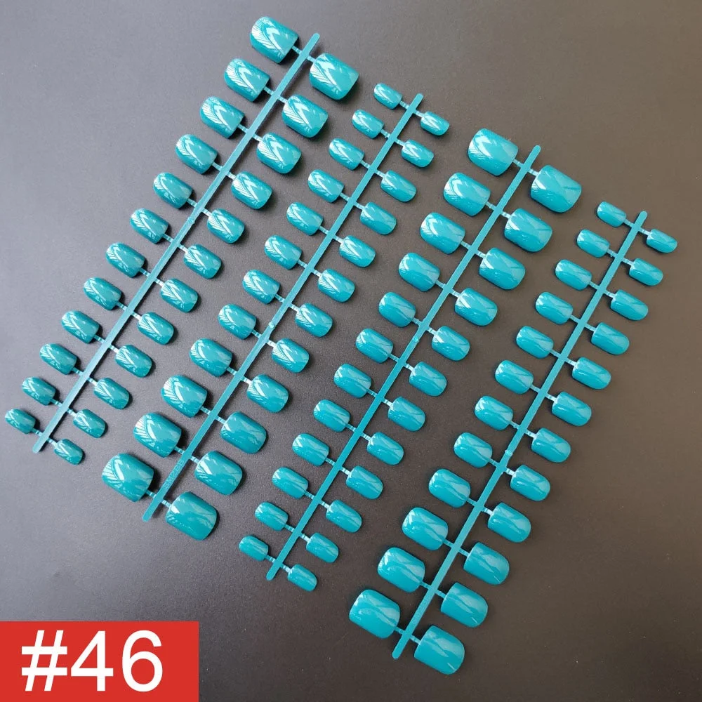 4 Sets/lot Mixed Colors False Nail Tips Short Full Cover Square Fake Nails Comfortable Multicolor Press On Nails Nail DIY-Nail Inspo