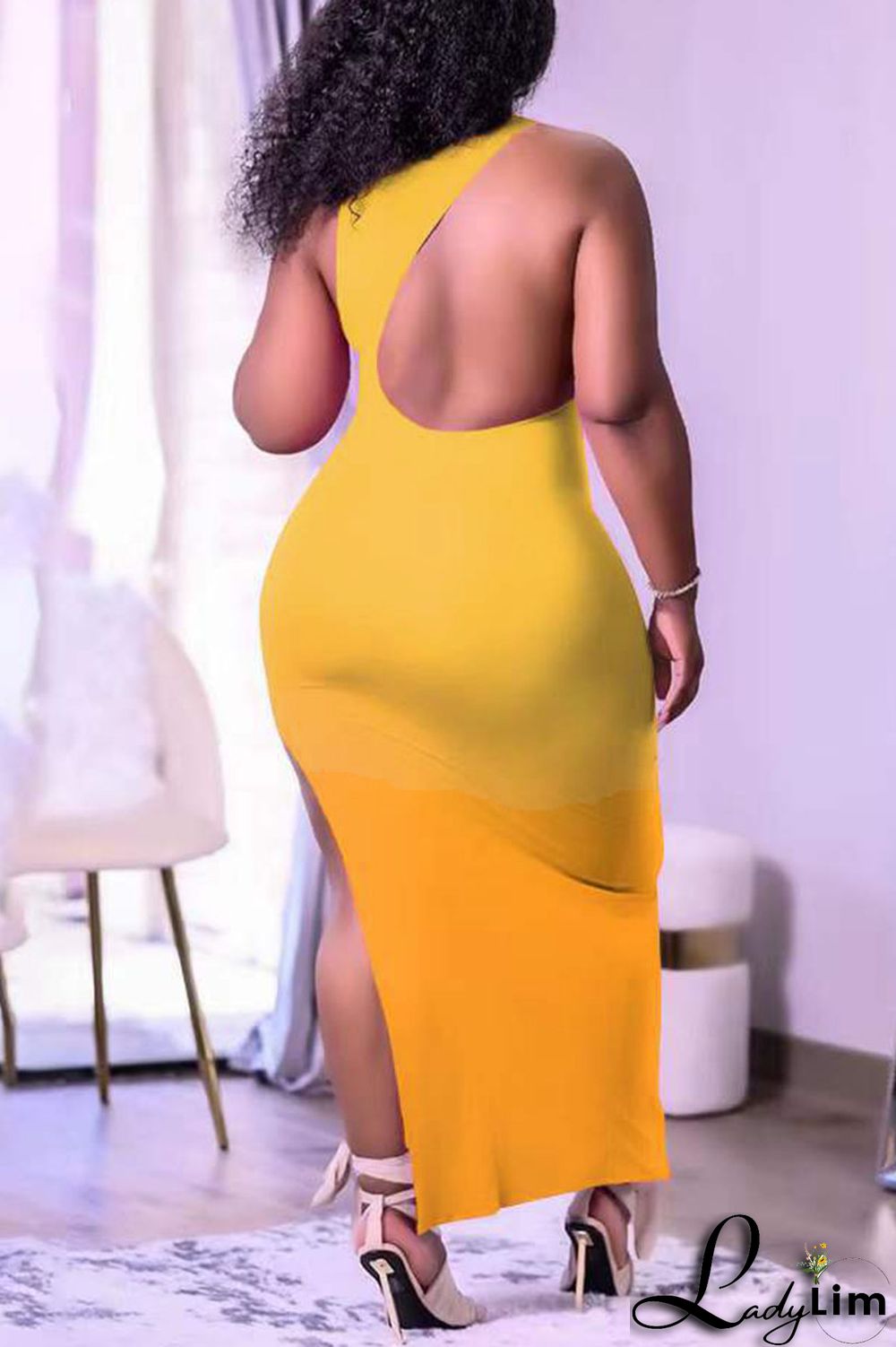 Orange Sexy Print Split Joint Slit O Neck Straight Dresses