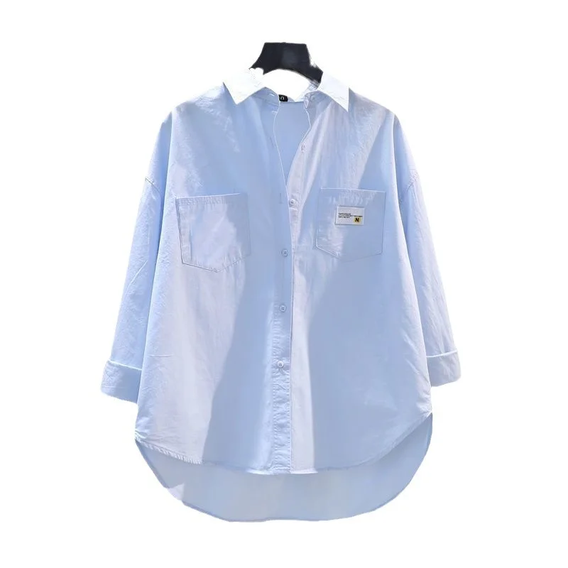 Athvotar Athvotar Long-Sleeved Shirt 2025 Spring And Autumn Thin Casual Korean Version Of The Open Shirt Simple Loose Fashion Thin Coat Woman