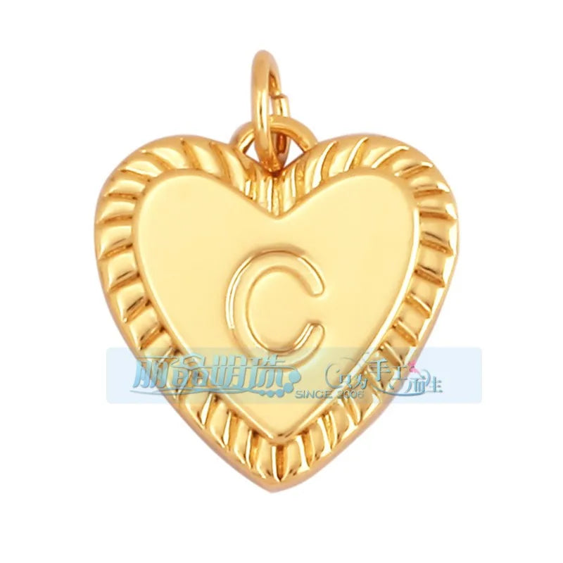 1 Piece 15 * 19mm Hole 5~5.9mm Copper Zircon Letter Heart Shape Pendant Jewelry Accessories