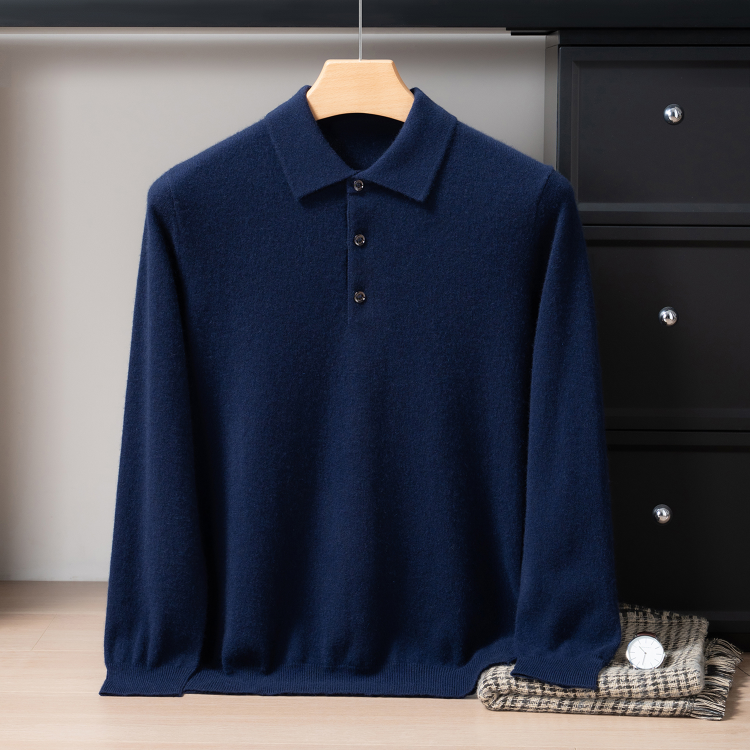 Men's Polo Collar Cashmere Sweater | Business Casual Style REAL SILK LIFE
