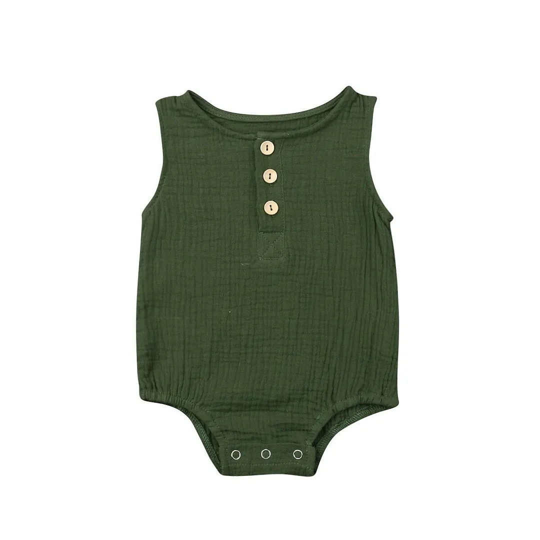 2019 Baby Summer Clothing New Infant Baby Girl Sleeveless 100% Cotton Bodysuit Outfit Sleeveless Solid Sunsuit Clothes 0-24M