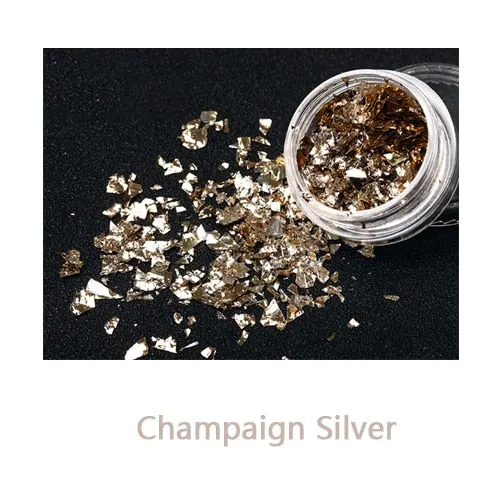 Gold Silver Glitter Nail Foil Sticker Adhesive Transfer Paillette Flake Full Cover Weed Leaf Decal Decor Decoration Manicure