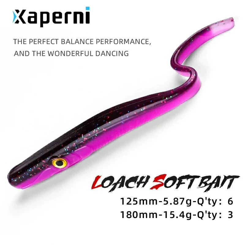 Xaperni  Fishing Tackle 125mm 180mm Crazy Slug Soft Fishing Lure Seabass Artificial Bait Silicone Worm Shad Eel Needfish