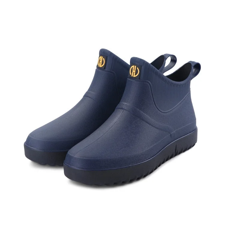 Men Non-slip Waterproof Rain Boots Short Tube Footwear Kitchen Work Fishing Car Wash Rubber Shoes Novelty Fashion