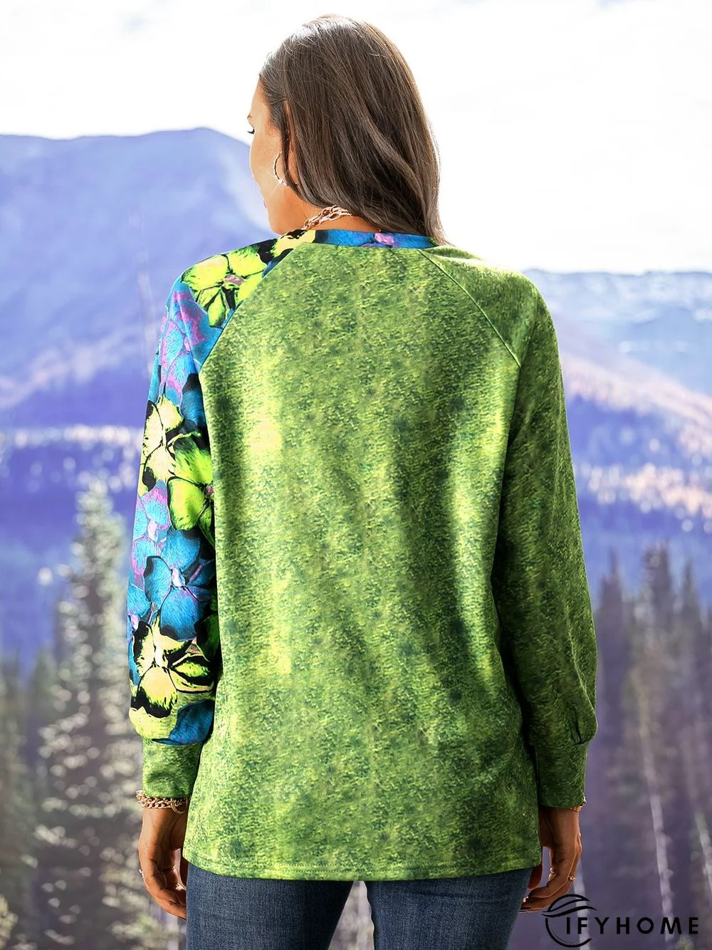 Printed Long Sleeve Sweatshirt | IFYHOME