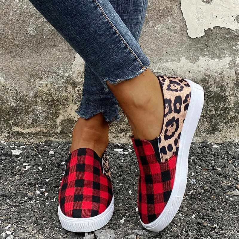 Women Shoes 2021 Trendy Size 43 Platform Flats Women Low Cut Socofy Loafers Women Leopard Casual Shoes Zapatillas De Mujer