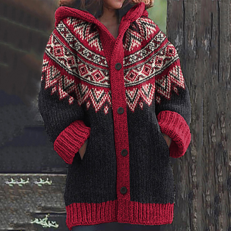 Women's Fairman Pattern Contrast Sweater Cardigan wearshes