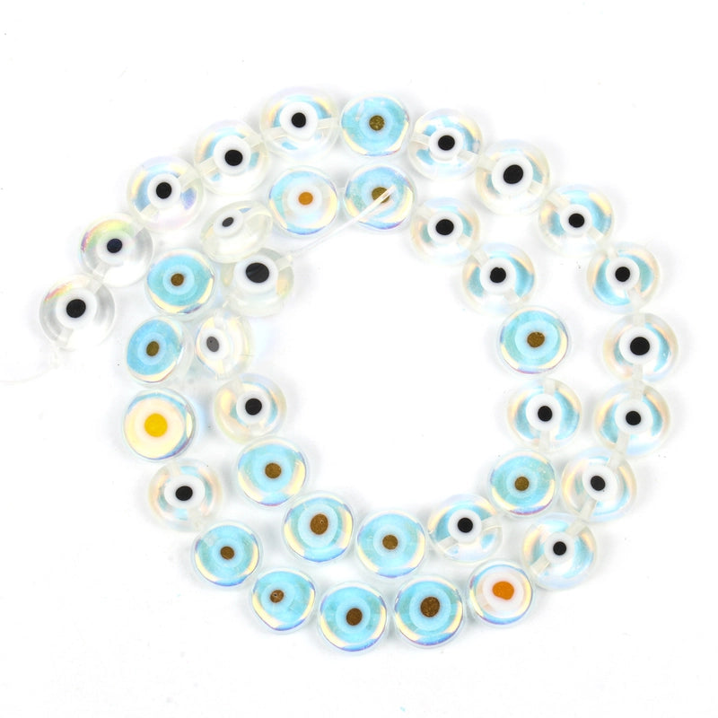 New 6/8/10mm Multi-Color Flat Devil Eye DIY Bracelet Accessories Semi-Finished Products In Stock Mixed Batch
