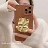 Retro Brown Quality Soft TPU Phone Case with Golden Holder for iPhone 7-13