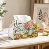 DIY Diamond Art Tissue Box Holder Plant PULeather Diamond Art Desktop Organizer Resin Rhinestone Storage Organizers Gem Art Home Office Decor Craft Gift for Women