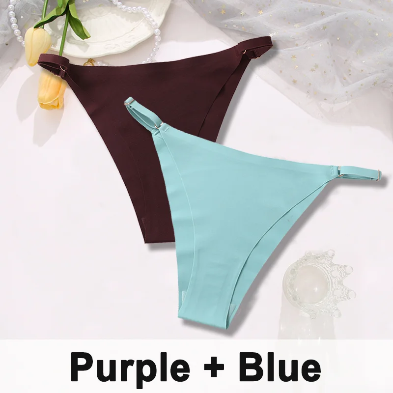 Billionm Women Sexy Ice Silk Panties Seamless Brazilian Panty Adjustable Waist Bikini Underwear Female Low Waist Soft Intimates Lingerie