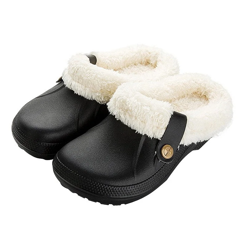2021 Winter Waterproof Slippers Women Men Winter Shoes Plush Warm Flat Home Shoes Woman Soft Comfort Female Shoes Clogs Slippers