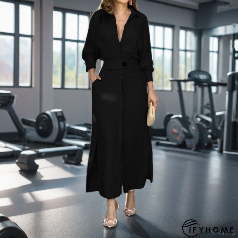 Velvet Long Sleeve Casual Solid Knitting Dress | IFYHOME