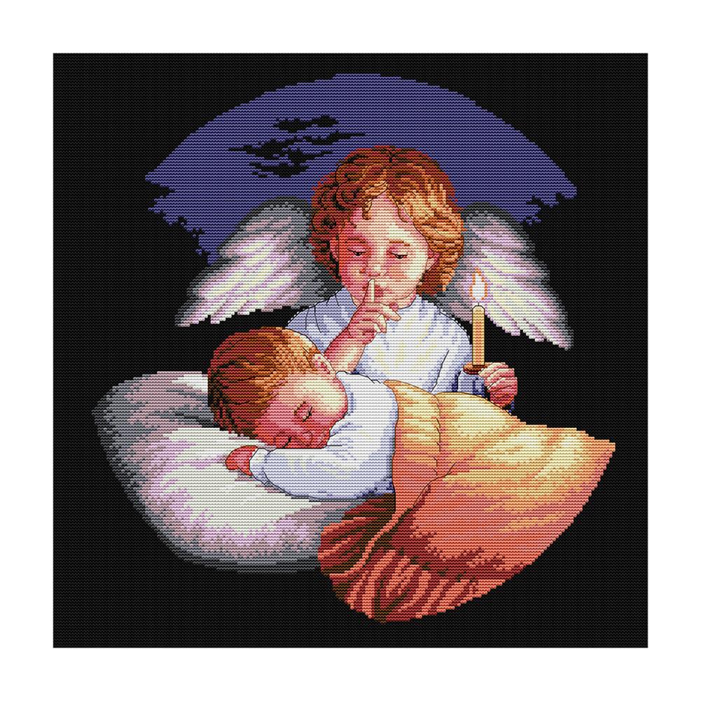 

Angel is guarding - 14CT Stamped Cross Stitch - 44*44cm, 501 Original