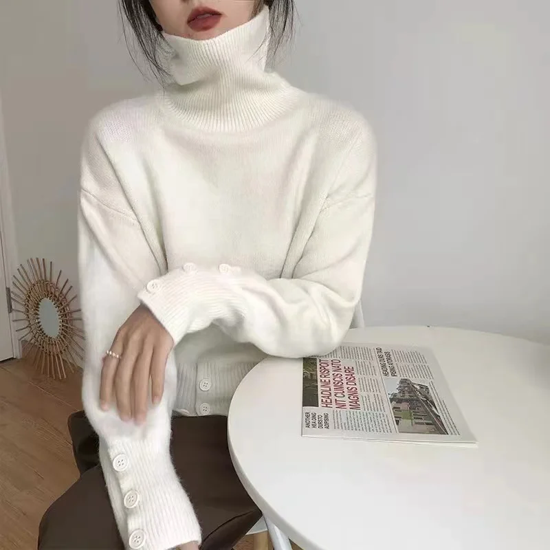 Brownm Brownm Version Of Chic Buckled Soft Glutinous Turtleneck Sweater In Early Spring To Keep Warm Autumn And Winter Bottom Repair Knitted Shirt