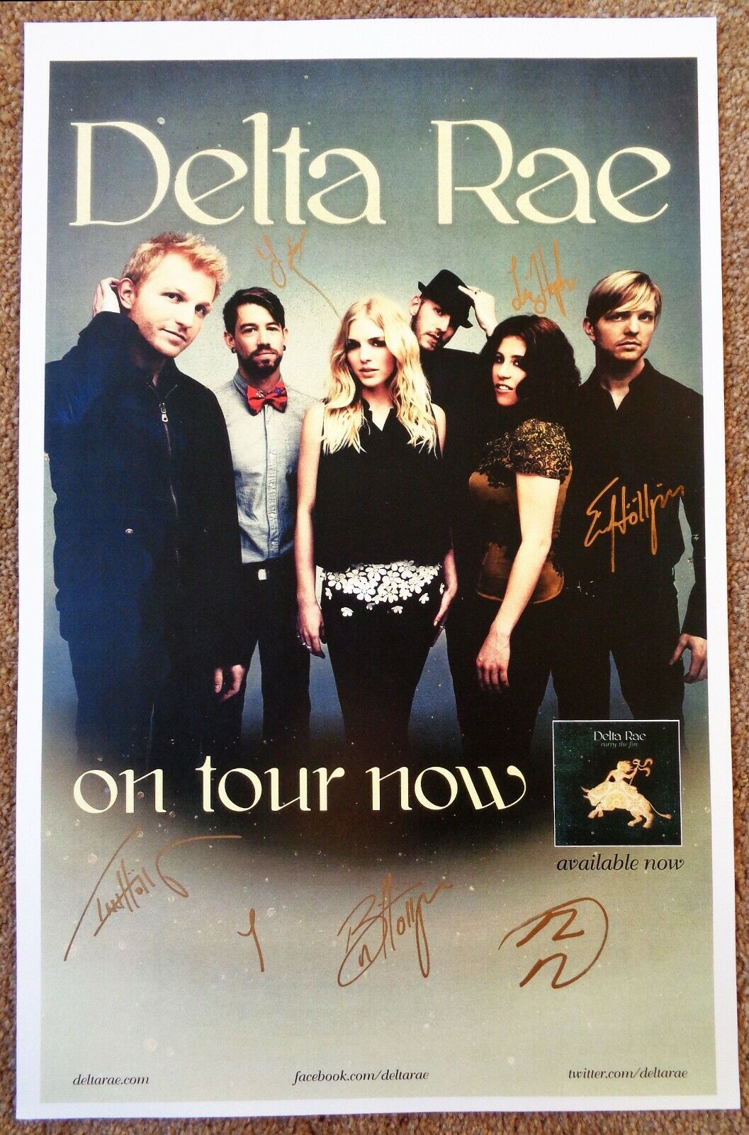 Signed DELTA RAE Tour POSTER All 6 In-Person w/proof Autograph Concert