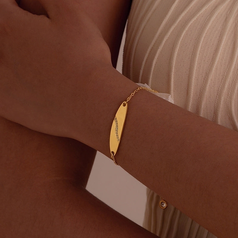 Minimalist Surf 201 Stainless Steel 18K Gold Plated Zircon Bracelets In Bulk