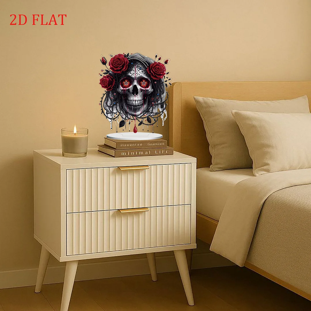 DIY Diamond Painting Double Sided Ornaments Kit for All Ages (Dark Skull)