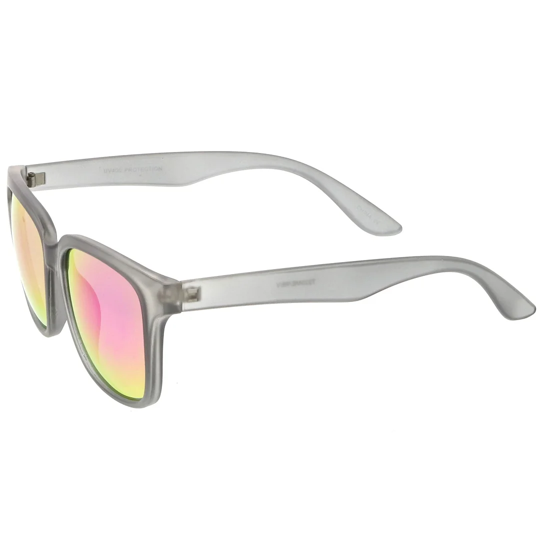 Large Horn Rimmed glasses With Wide Arms Mirrored Square Lens 57mm