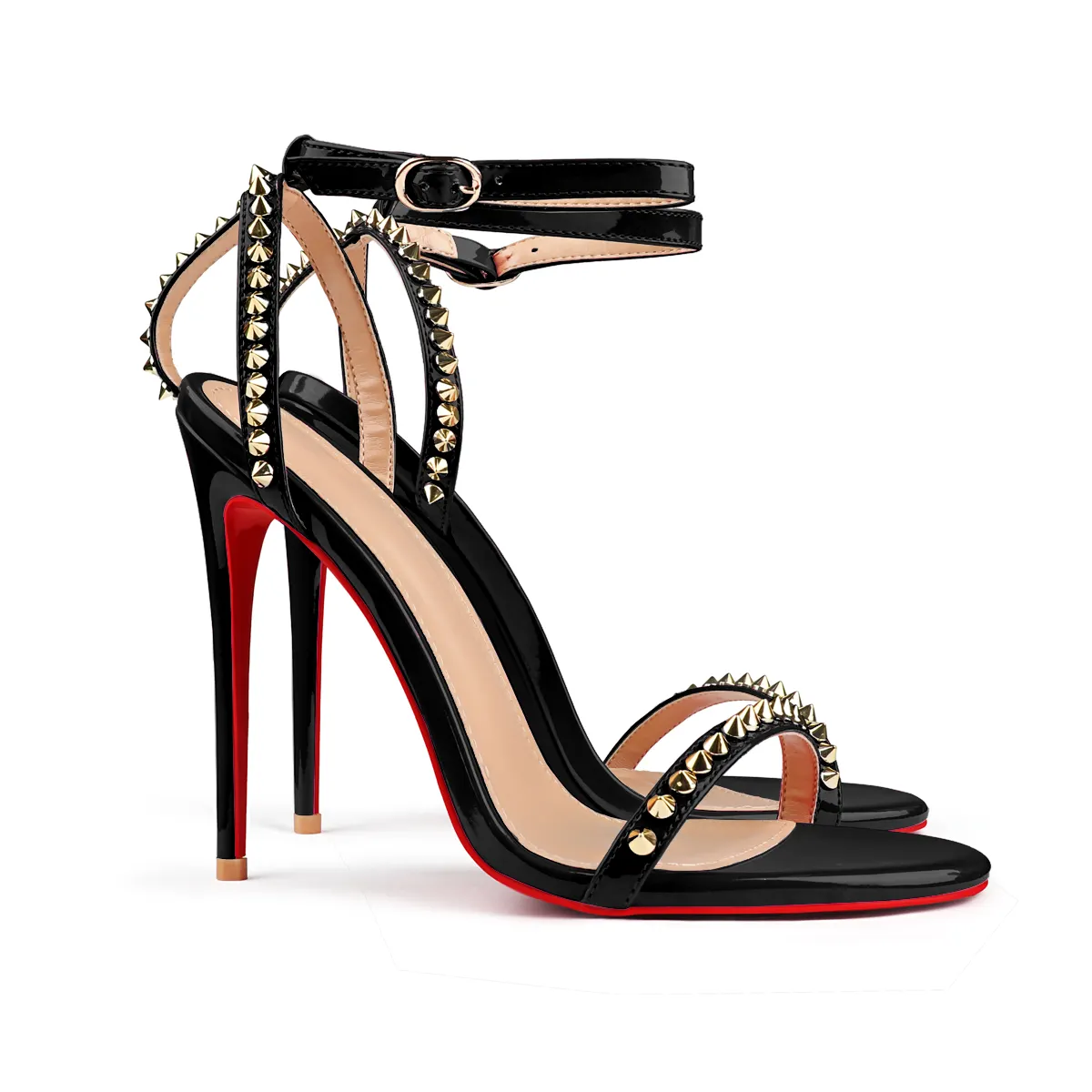100mm/120mm Women's High Heels Rivets Party Red Bottom Sandals-vocosishoes