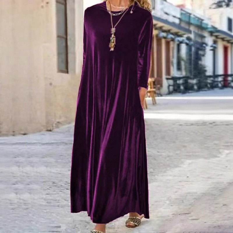 Vestido comprido feminino de veludo