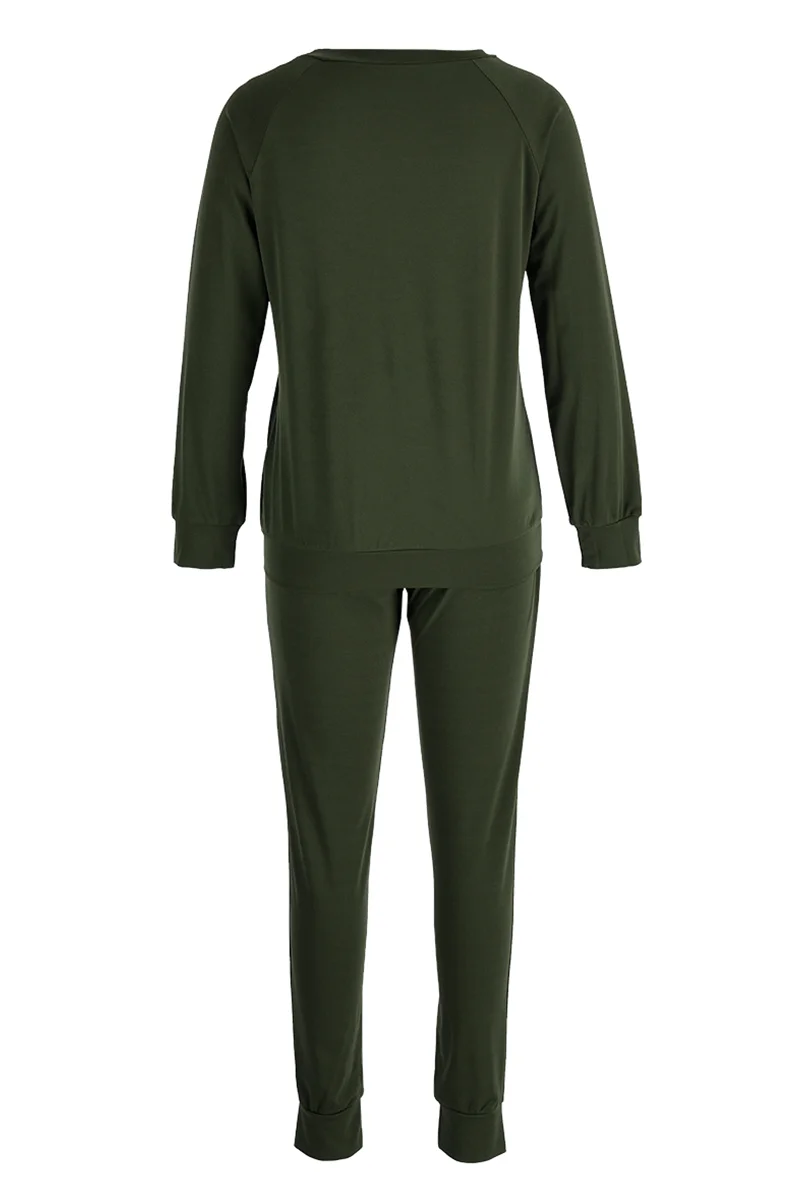 Rose Red Fashion Casual Print Patchwork O Neck Long Sleeve Two Pieces