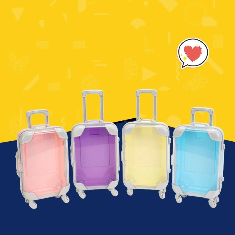 Simulation Mini Suitcase Trolley Case Transparent Mini Size Makeup Eyelash Box Storage Box Small Luggage