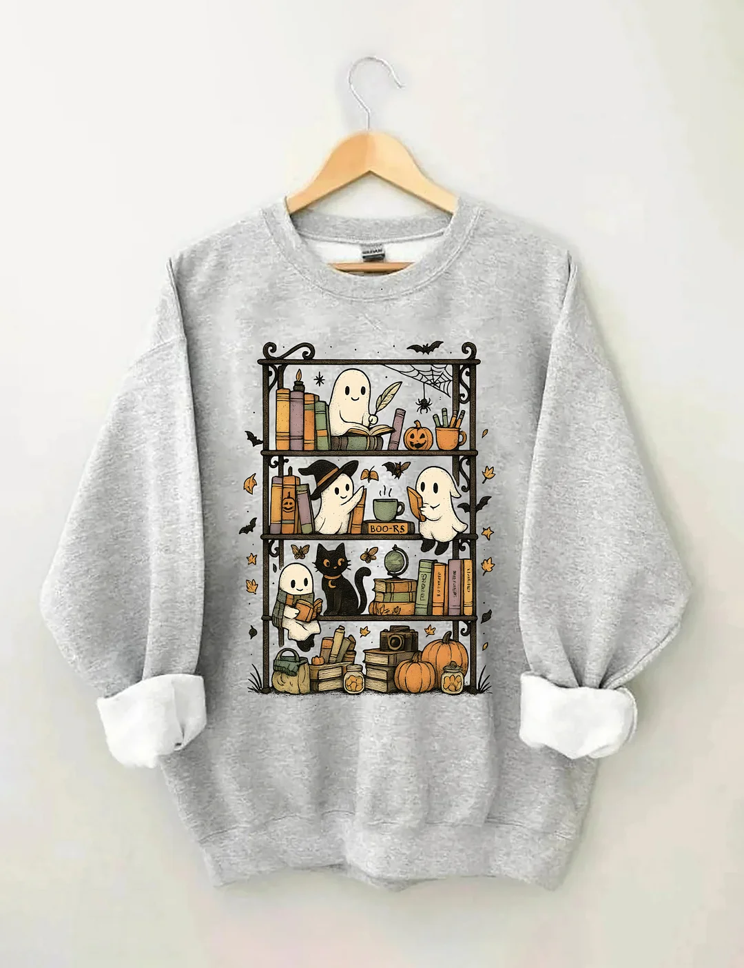 Retro Halloween Bookshelf Sweatshirt