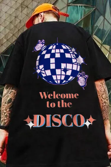 WELCOME TO THE DISCO Graphic Printing Casul Man's Short-sleeved T-shirt
