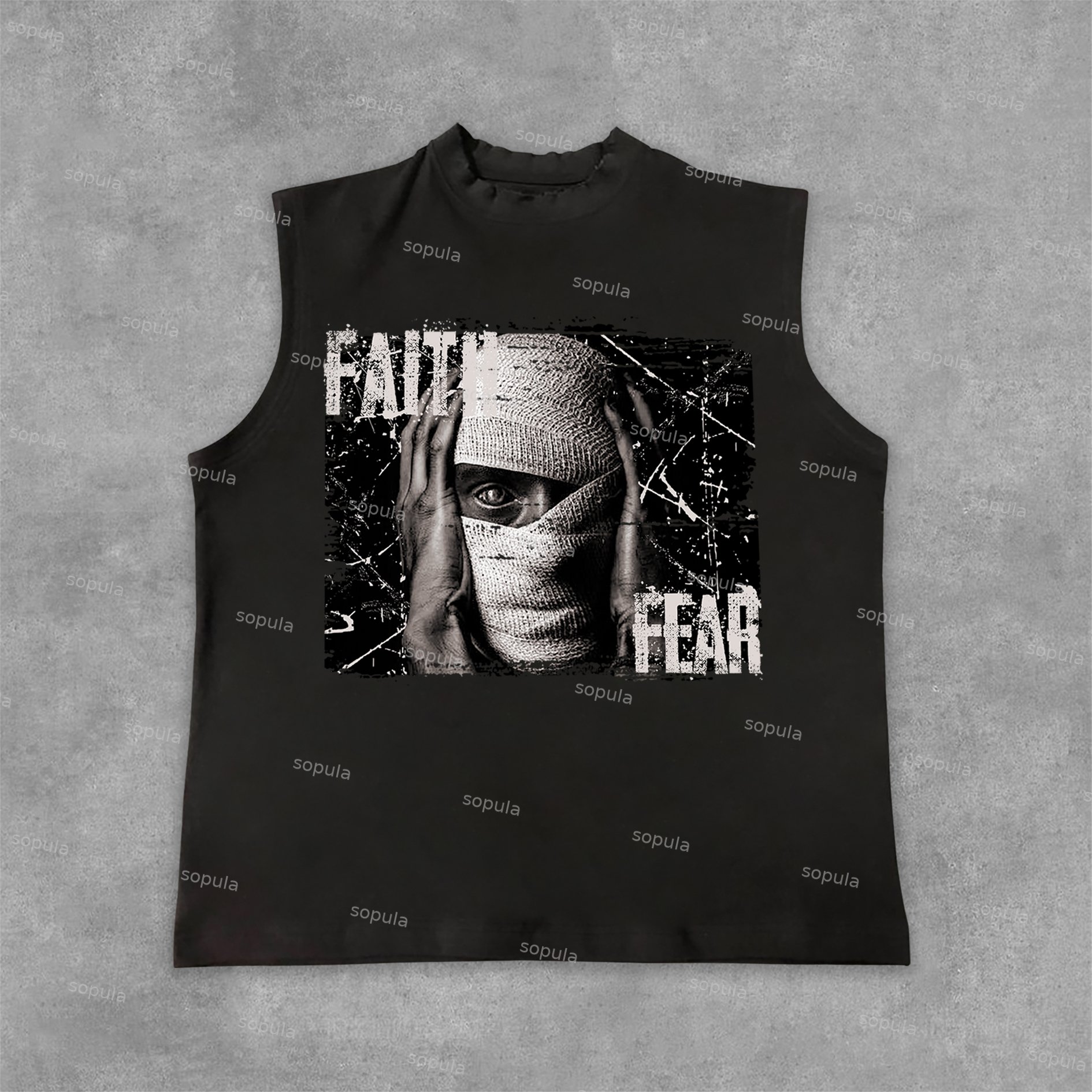 Sopula Mummy Graphic Faith And Fear Print Cotton Tank Top - SOPULA