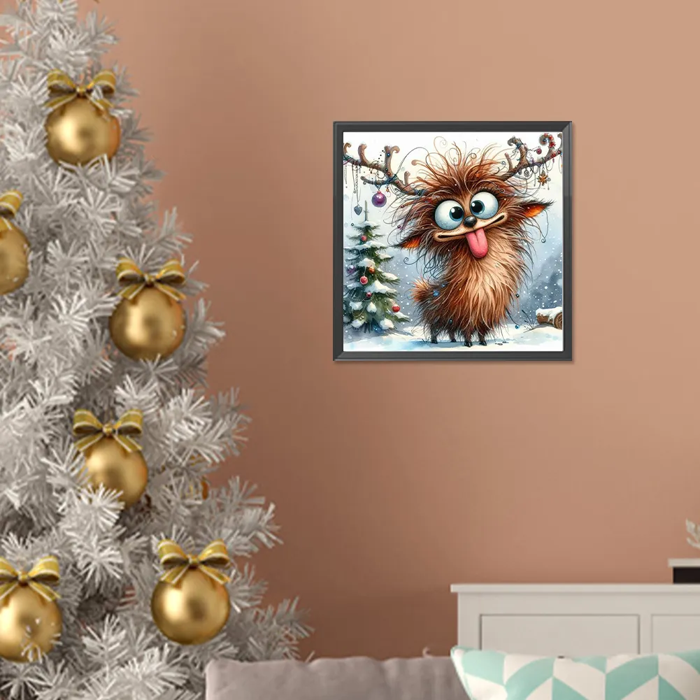 Diamond Painting - Full Round Drill - Christmas Elk(Canvas|30*30cm)