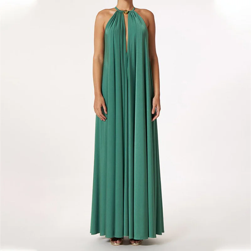 Woherb Woherb Spot 2024 Fashion New Summer Female Temperament Hanging Neck Sleeveless Loose French Dress-Outfit Ideas
