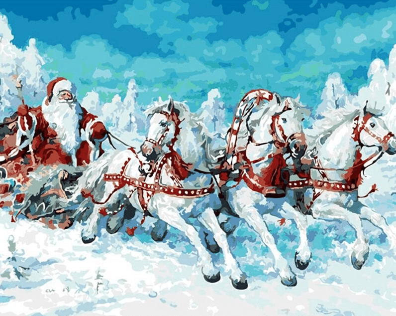 

Santa Claus and Horses – Paint By Numbers - 40*50CM, 501 Original
