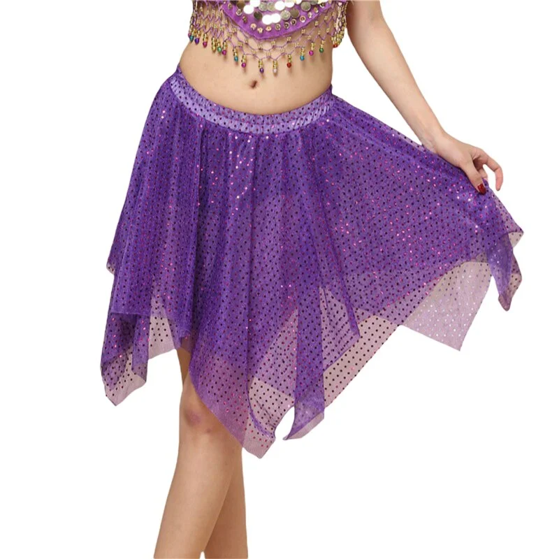 Latin Dance Skirt Women Glitter Sequin Elastic High Waist Tango Wrap Dance Skirts Irregular Hem Dancewear Hip Scarf Clothing