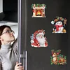 6Pcs Diamond Painting Acrylic Christmas Fridge Stickers Magnets Decals for Home Decor
